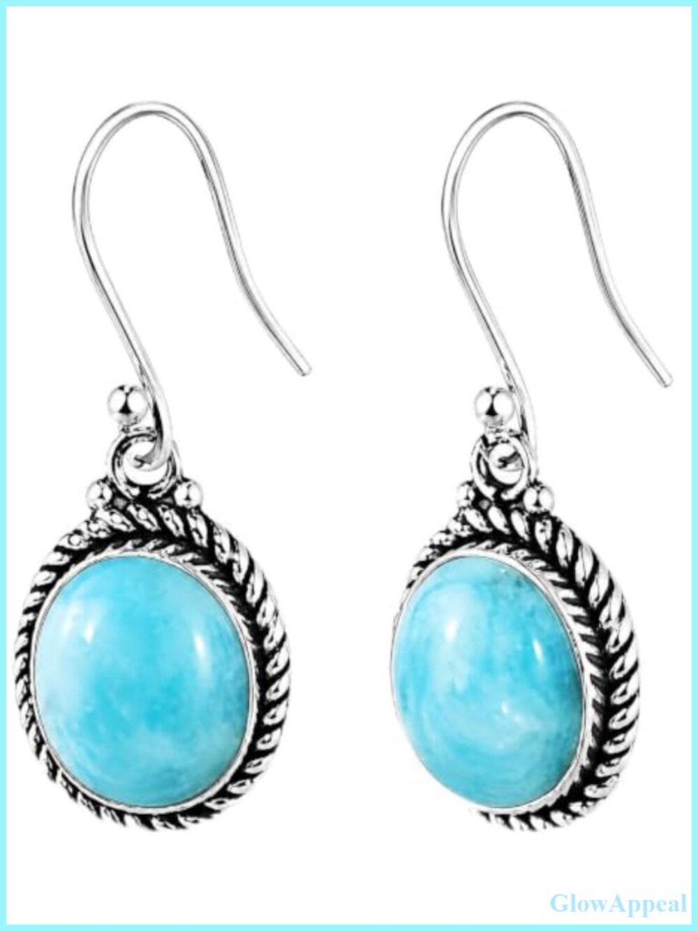 Larimar Drop Oval Earrings 925 Sterling Silver Dangle